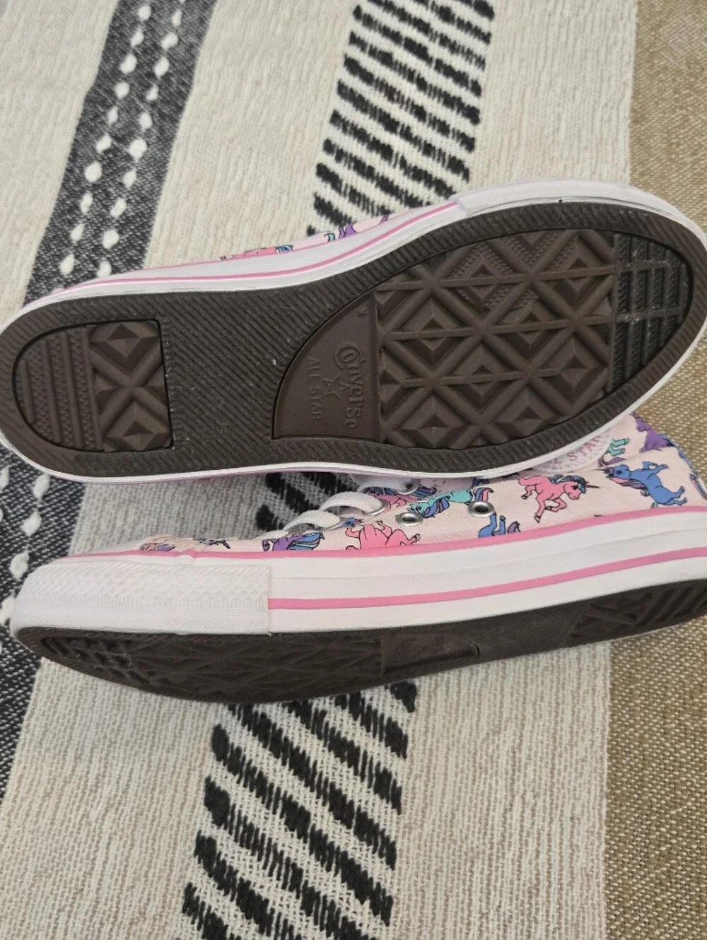 Converse Pink Unicorn Youth High Top Sneakers with White Accents Girls Size 3